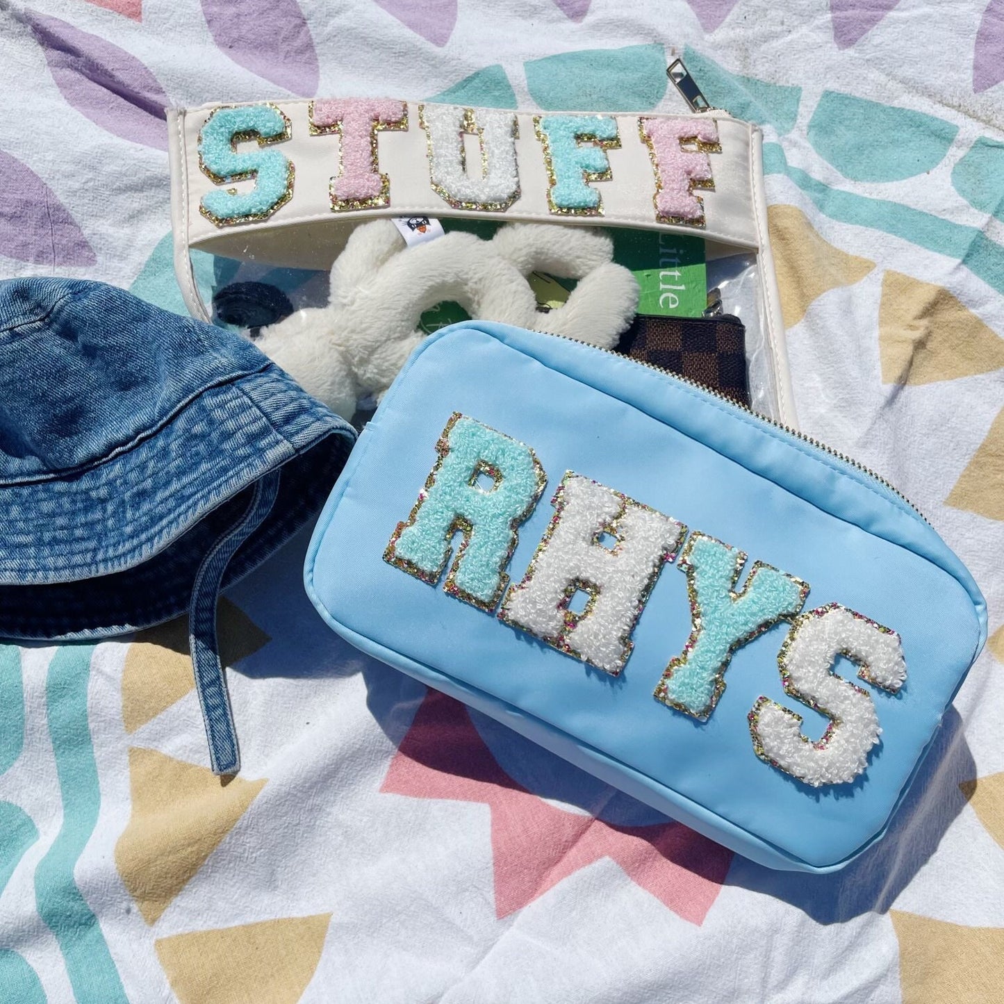 Customizable Medium Nylon Pouch with Patches