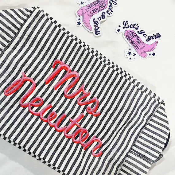 Custom Embroidered Seersucker Travel Pouch