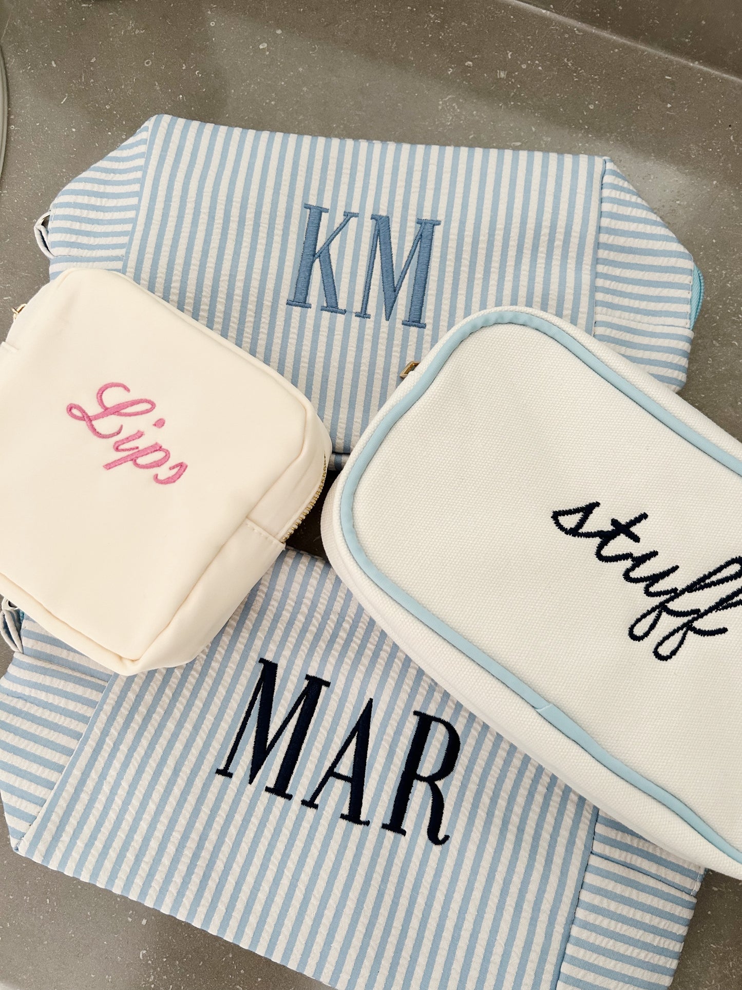 Custom Embroidered Canvas Pouch, Medium