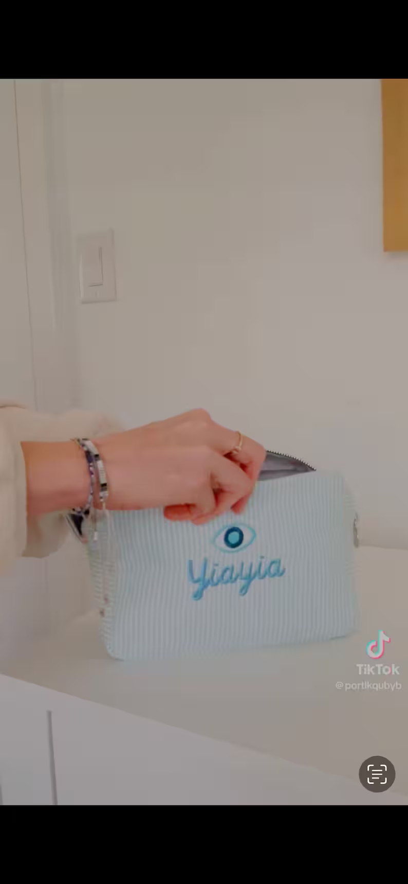 Custom Evil Eye and Name Seersucker Pouch