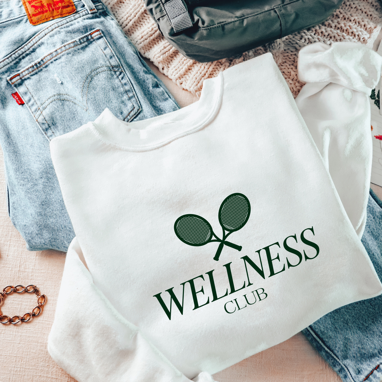 Wellness Club Tennis Rackets Crew Neck Sweatshirt