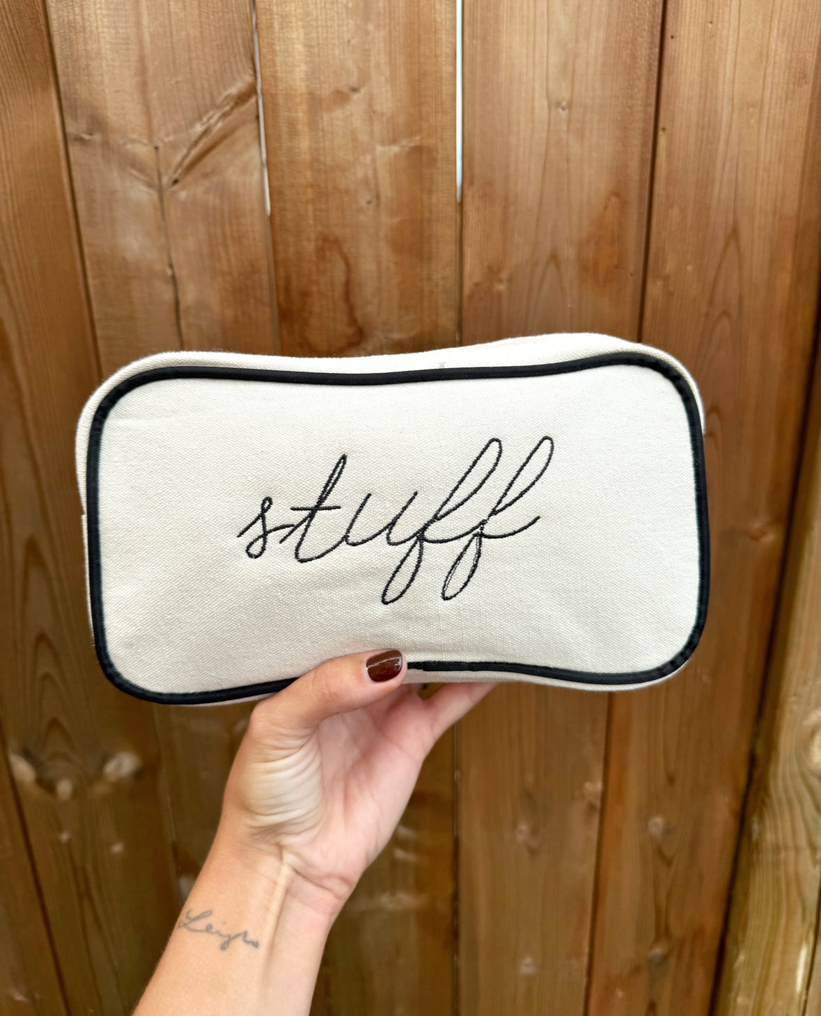 Custom Embroidered Canvas Pouch, Medium