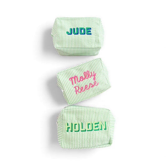 Custom Embroidered Seersucker Travel Pouch