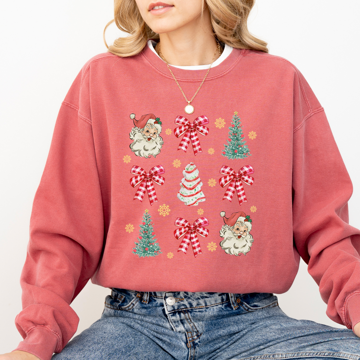 Coquette Bows and Santa Christmas Sweatshirt